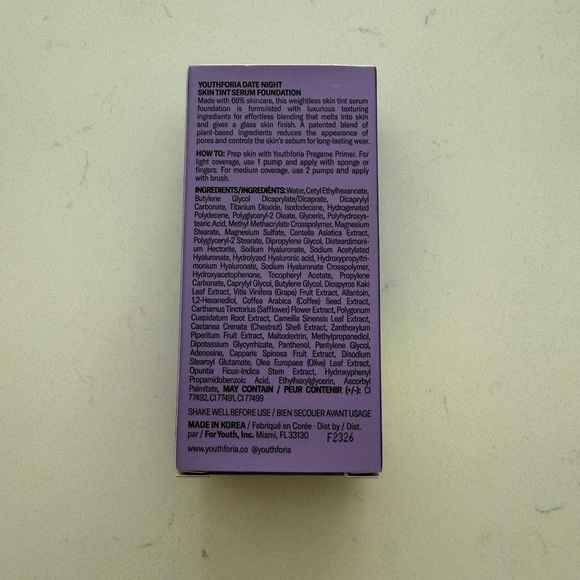 Youthforia Date Night Skin Tint Serum Foundation 390 Med/Deep Neutral Warm Under - Picture 5 of 10